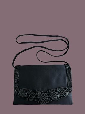 La Regale Black Beaded Evening Bag